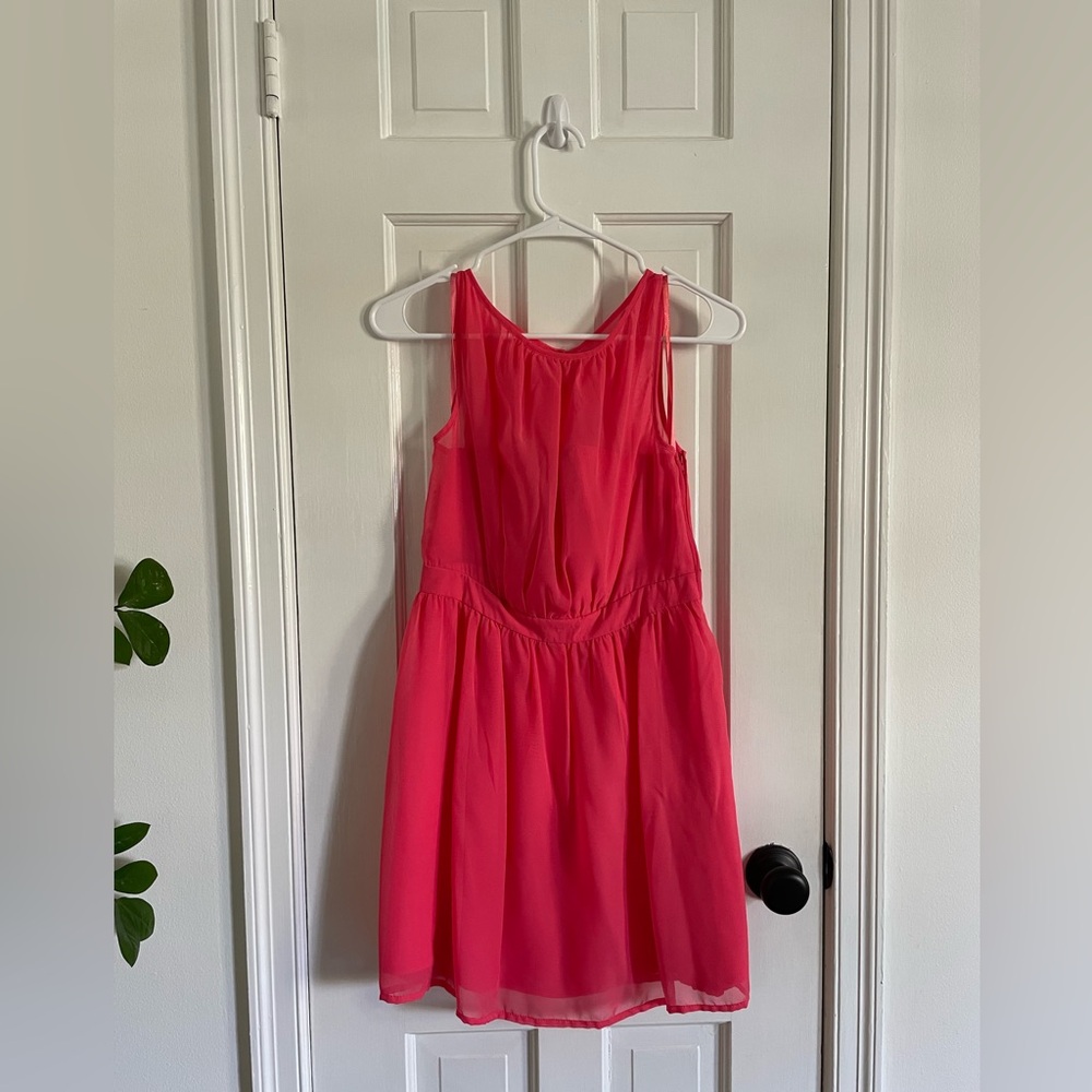 Coral-Pink Sleeveless Sheath Bridesmaid Dress